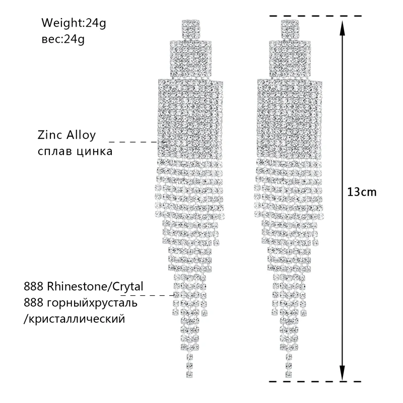 Mecresh серьги с кисточками и кристаллами для женщин Серебряный Цвет Свадебные Длинные Подвески Brincos вечерние свадебные украшения Рождественский подарок EH379