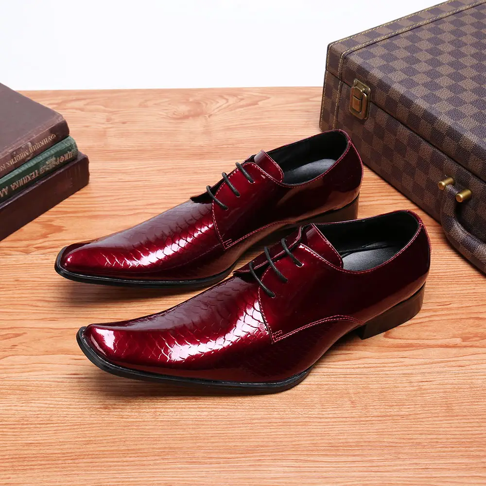 Классические мужские туфли sapato masculino из натуральной кожи Красной змеиной