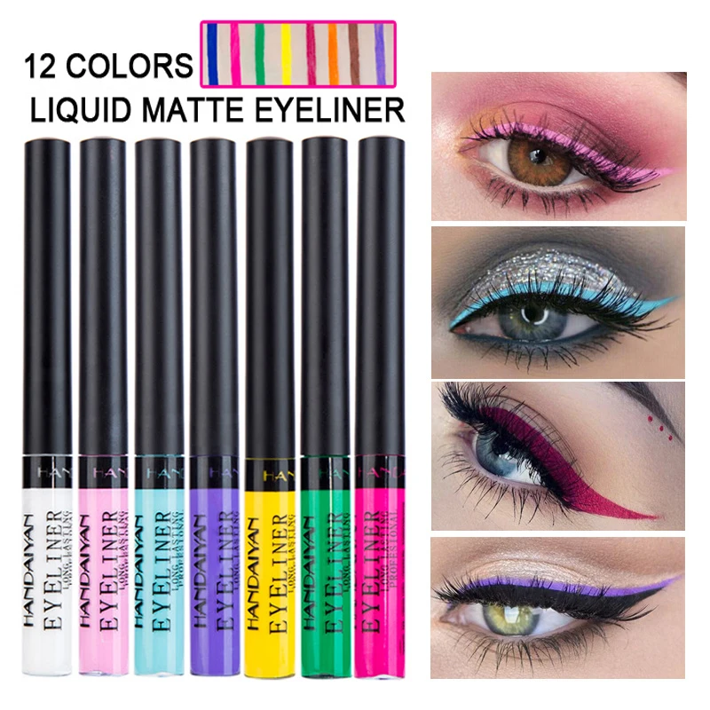 

12 Colors Colorful Liquid Eyeliner Matte Tint Long Lasting Waterproof Easy To Wear Neon Liquid Eye Liner Cosmetics Smooth Tool