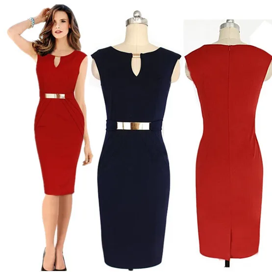 New Woman Work Clothes Red Dresses Big Size Sexy Robe Bandage Work ...