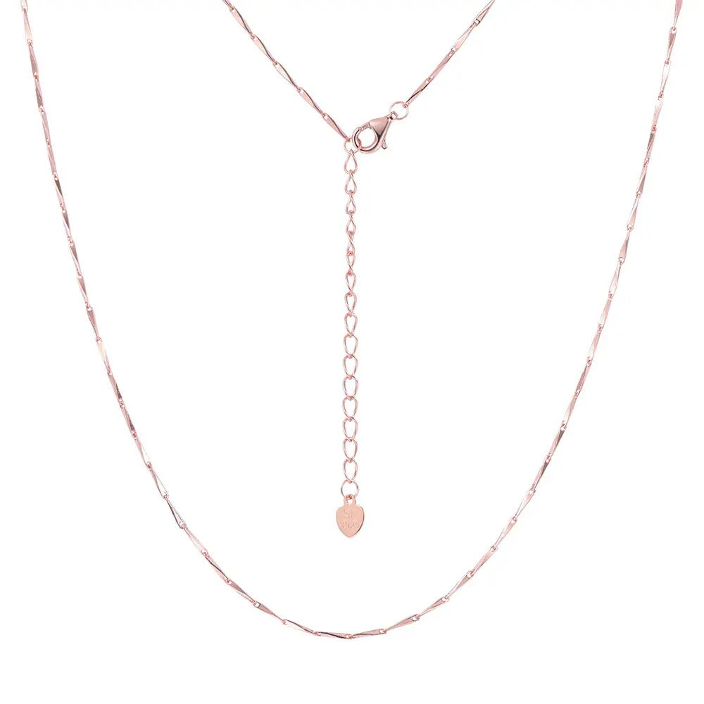 Kpop 925 пробы, серебряная цепочка, ожерелье, простое минималистичное ювелирное изделие, розовое золото, цветная коробка, волнистая веревка, цепь для женщин 1" 22" N6266 - Окраска металла: Slim Chain-Rose Gold