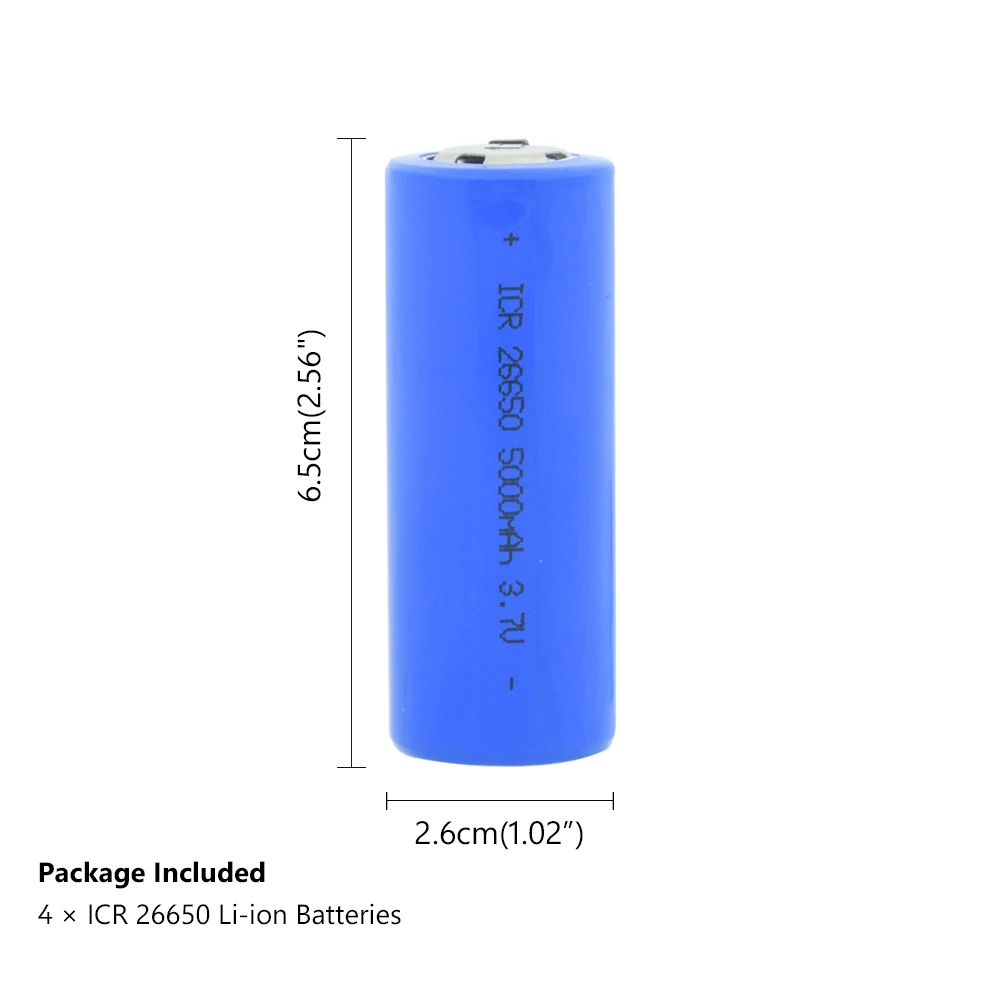 1/2/4 шт PTC защищенный 26650 5000 mAh литий-ионный Батарея для охранной сигнализации светодиодный свет рации 3,7 V ICR 26650 ячеек