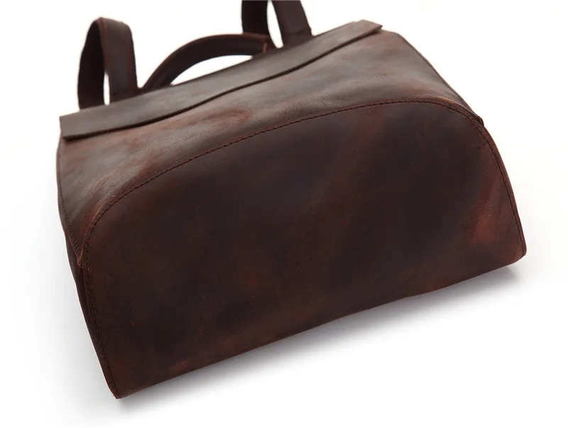 PNDME simple crazy horse cowhide ladies backpack vintage casual high quality genuine leather waterproof designer women bookbag