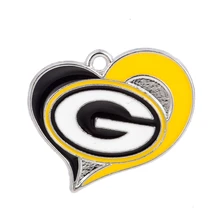Green Bay Packer Charms Promotion For Promotional Heart Football Green Bay Packers Team Logo Dangle Charm Alloy Enamel Charms Jewelry Diy Sports Bracelet