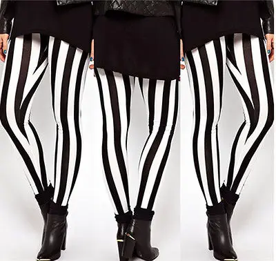 Женские легинсы в черно белую полоску Стрейчевые длинные полоску|leggings trousers|long
