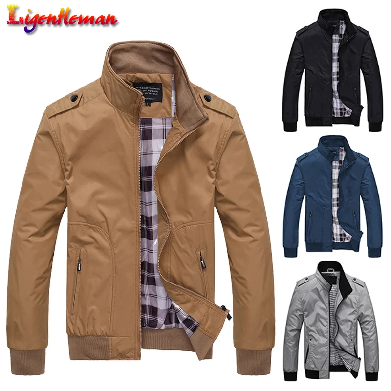 

Mens Jackets Spring Autumn Casual Coats Solid Color Mens Sportswear Stand Collar Slim Jackets Male Bomber Jackets Brand Clothing