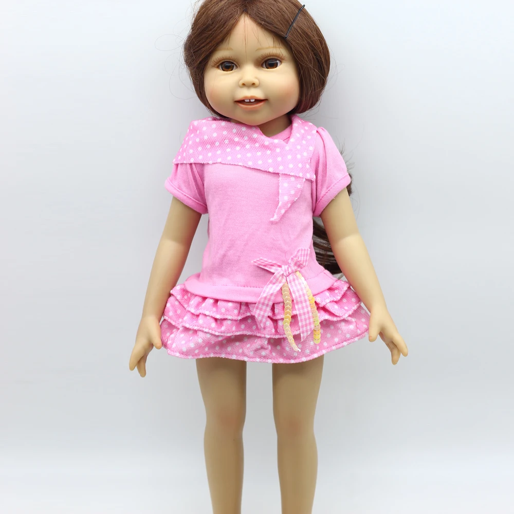 1 piece pink color cute dress clothes for doll 18inch girl doll clothes