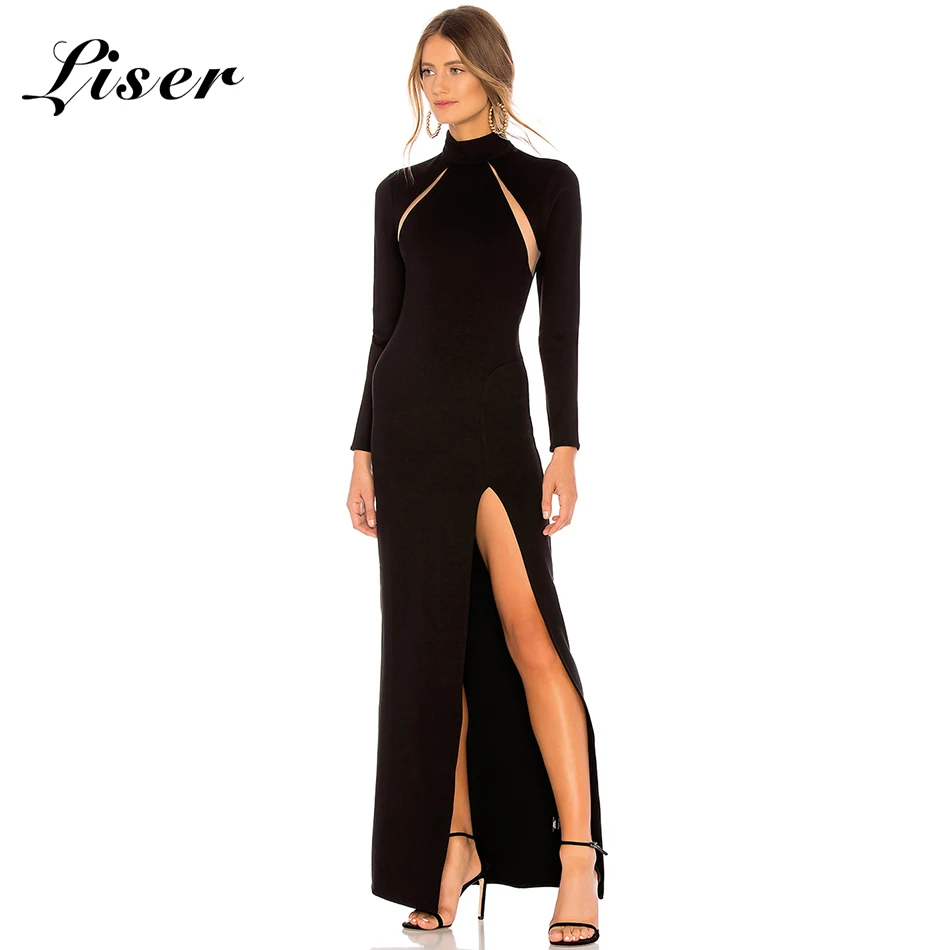 

Liser 2018 New Summer Women Dress Turtleneck Bandage Dress Sexy Bodycon Elegant Celebrity Party Black Dresses Vestidos Wholesale