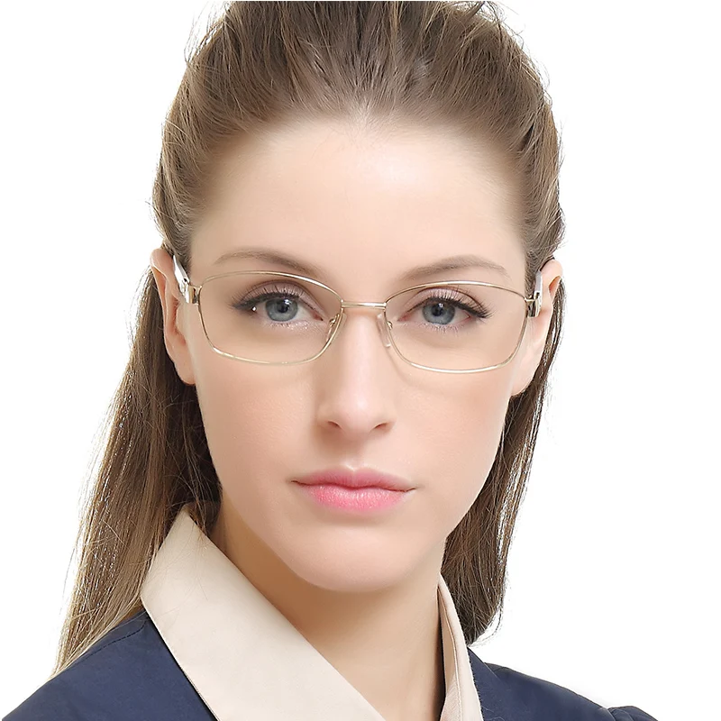 Tanie Oprawki do okularów korekcyjnych kobieta okulary okulary dla osób z krótkowzrocznością ramki Vintage metalowe złoto jasne okulary MARE AZZURO OC3014