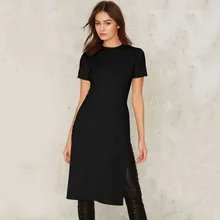 Tumblr Kpop Европейский обычный полиэстер хлопок o-образным вырезом блестками и американский настоящий стиль женские пикантные с разрезом сбоку футболка