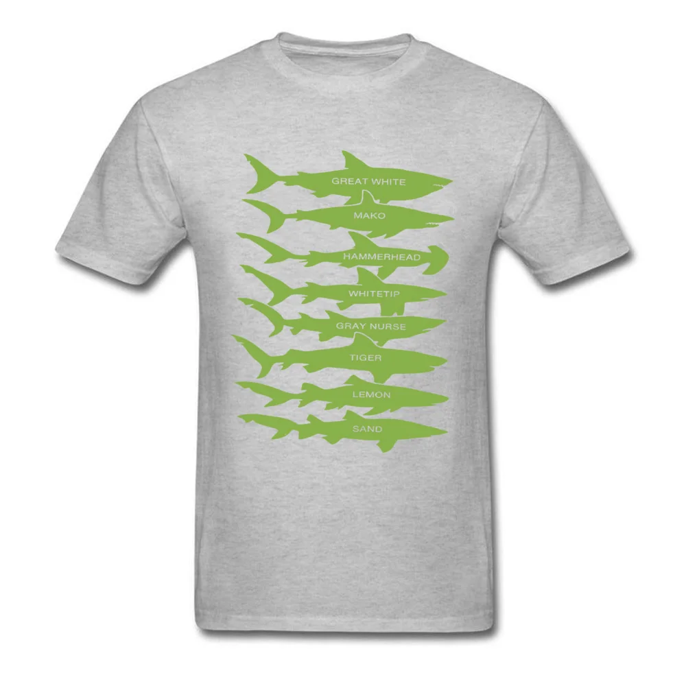 Shark Types Men Company Casual Tops T Shirt Round Collar Autumn 100% Cotton T-Shirt Group Short Sleeve T-shirts Shark Types grey
