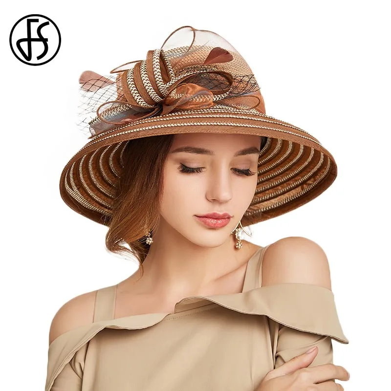 Brown Sun Hats FS Новинка года соломенные шапки для женщин Летняя Пляжная Шляпа Оранжевый Розовый широкими полями дамы флоппи козырек кепки s Элегантный Кентукки - Цвет: Brown Sun Hats