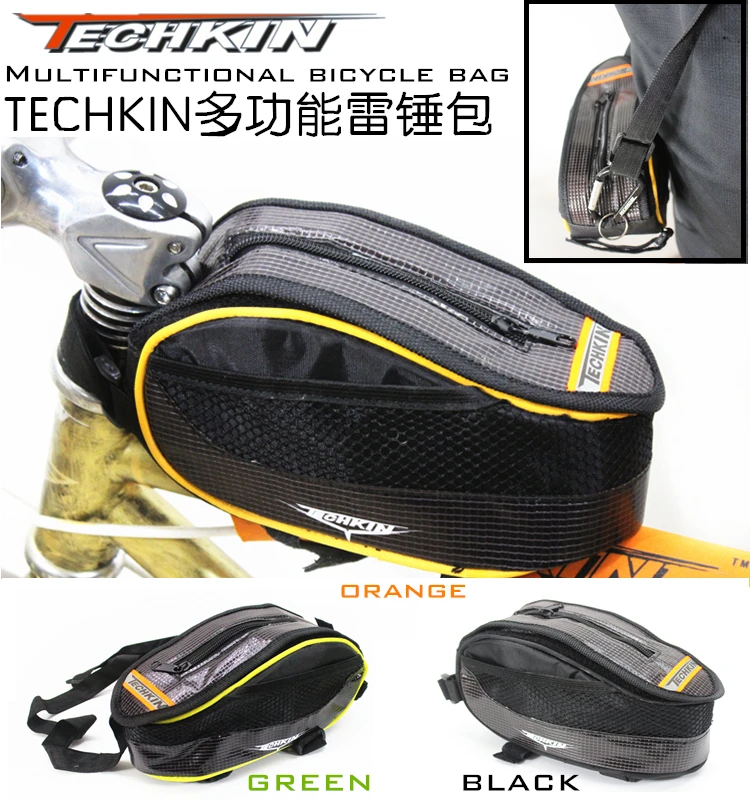 

Factory production20331 techkin multi function new waterproof PV/PU leather bicycle bag front beam package saddle bag