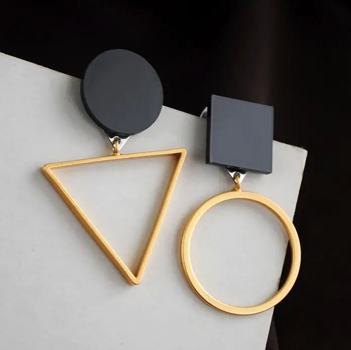 

2019 Fashion Jewelry Acrylic Resin Round Dangle Earrings For Women Geometry Triangle Big Circle Earrings Acetate Brincos E677