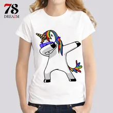 kawaii unicorn t shirts women’s Harajuku summer cool rainbow female printed women white short sleeve tshirts
