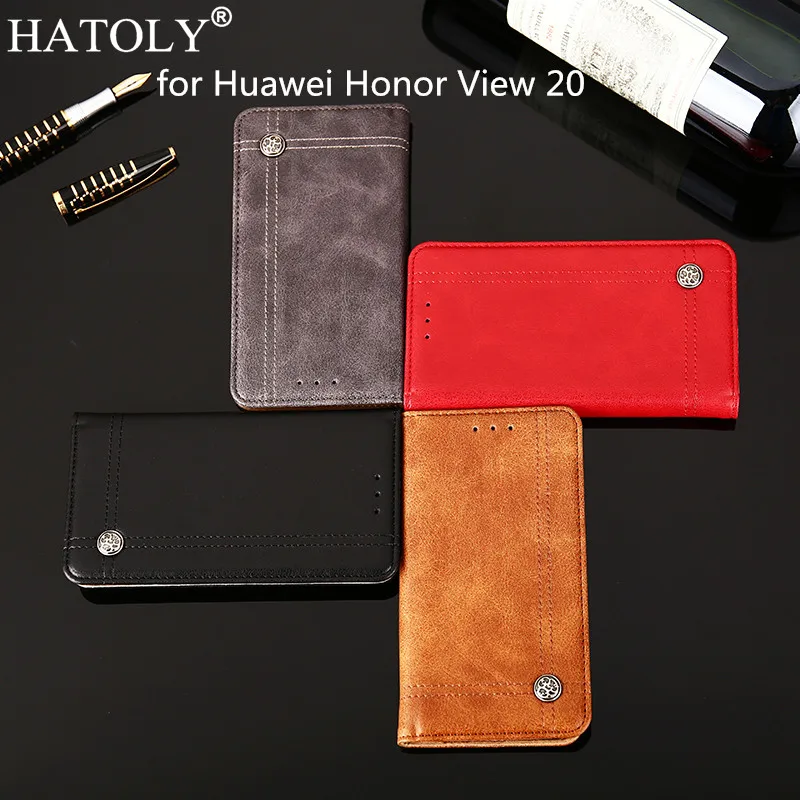 For Huawei Honor View 20 Case V20 Leather Flip Cases With Card Slots Soft Silicone Pouch Cover for | Мобильные телефоны и