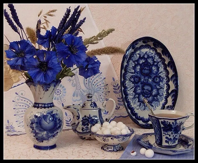 5D DIY Diamond Painting Blue and white Still life Diamond Embroidery Cross Stitch Rhinestone Mosaic Painting Home Decor (2)