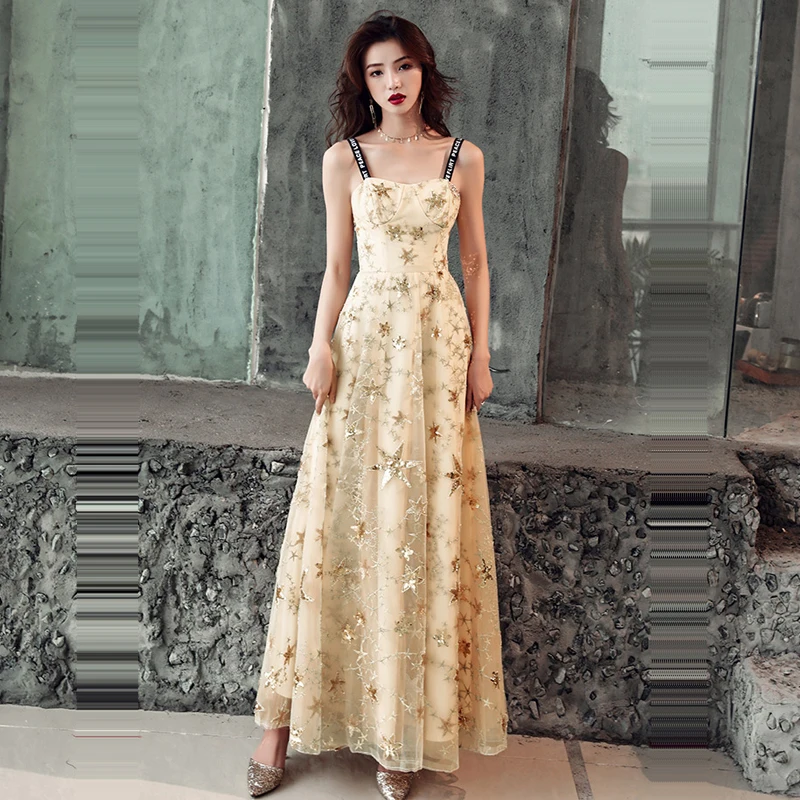 

Prom Gowns Sling Boat Neck Women Party Night Dresses Sequin Elegant Vestidos De Gala 2019 Plus Size Sleeveless Prom Dress E685