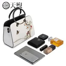 Известный бренд Высокое качество коровья кожа женская сумка Новая модная вышитая кожаная сумка Сумка вместительная сумка