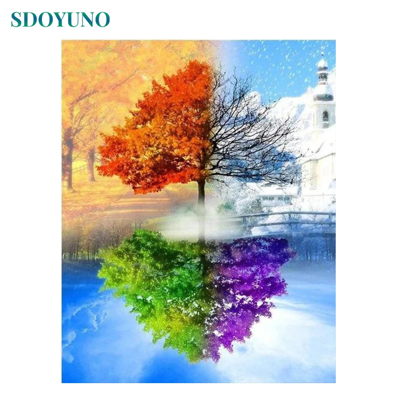 

SDOYUNO Diamond Painting 5d DIY Diamond Painting Tree landscape embroidery full square Drill hobby Picture Rhinestone Home Decor
