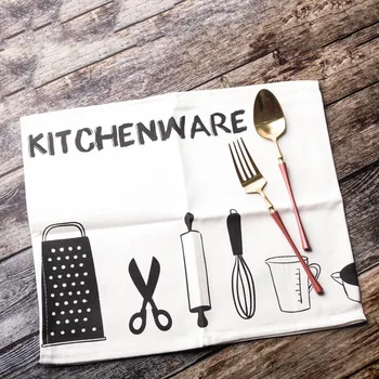 

Cotton Reusable Textile Napkin Kitchenware Printed Baking Letter Background Cloth Kitchen Towel Fabric Tablemat Background