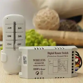 

Wireless 4 Channels ON/OFF 220V Lamp Remote Control Switch Receiver Transmitter Used in Household Stairs Corridor Promotion