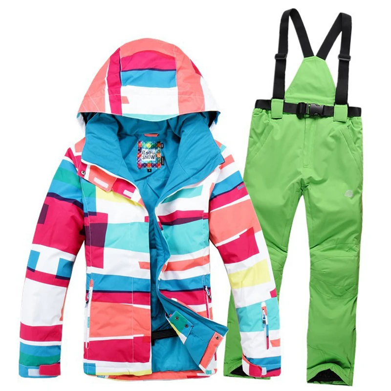 شحن مجاني 2019 المرأة للماء في الهواء الطلق على الجليد جاكيت بدلة النساء الثلوج تزلج الملابس