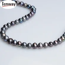 5 нитей натуральный черный круглый пресноводный жемчуг 6-7 мм для изготовления ювелирных изделий 15 дюймов DIY ожерелье браслет