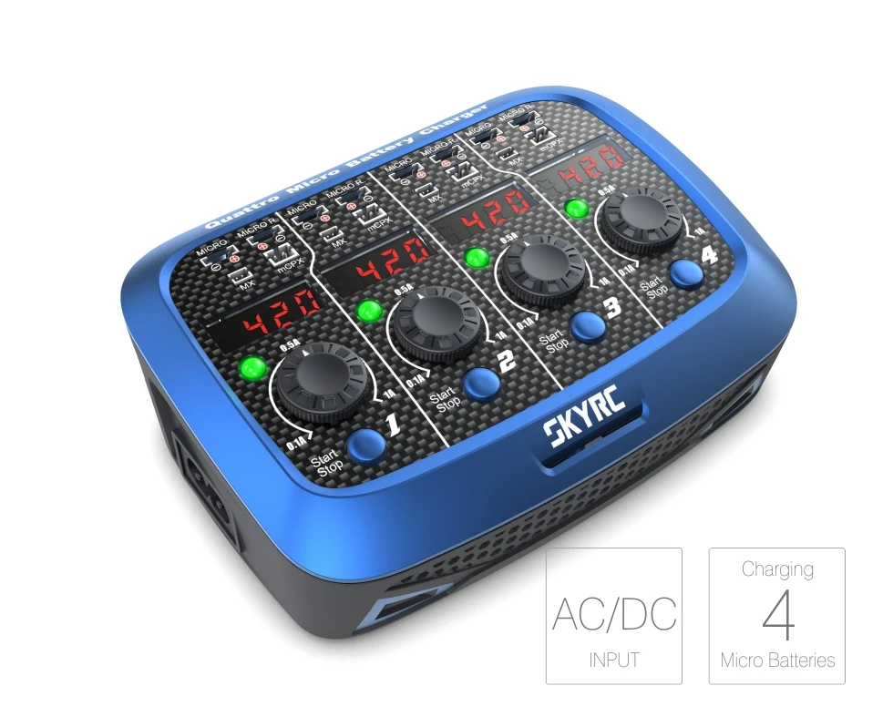 

SKYRC Quattro Micro 4*4W 4*1S Parallel Lipo Battery Charger Micro/MicroR/MX/mCPX Connect adapter For RC Battery Blade Inductrix