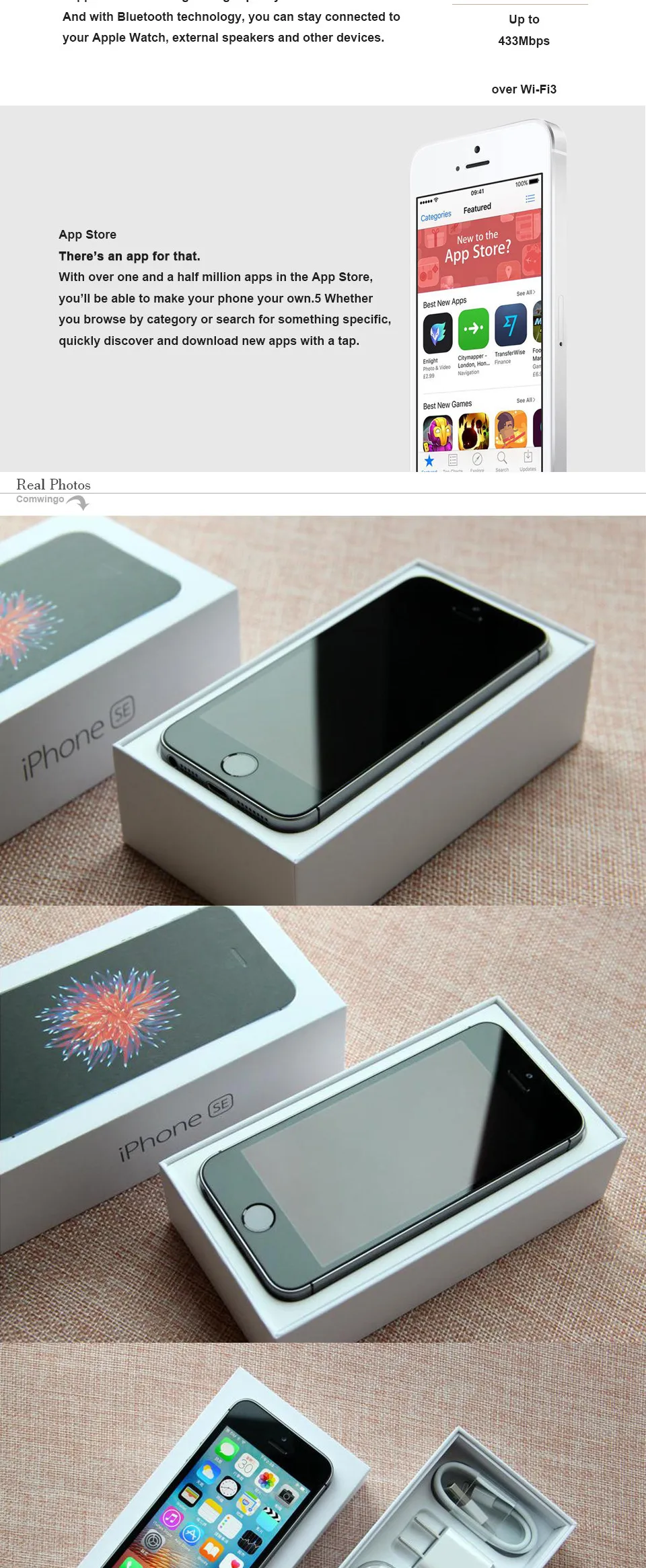 Разблокированный Apple iphone SE, мобильный телефон, 4 аппарат не привязан к оператору сотовой связи 4,0 '2 Гб Оперативная память 16/64GB Встроенная память A9 двухъядерный за счет сканера отпечатков пальцев Подержанный мобильный телефон iphone se