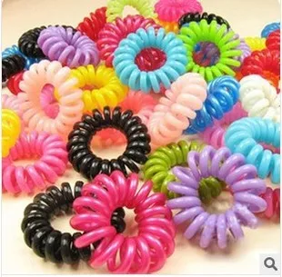 100pc Minimal Mix Styles Hair Accessories Novelty Cute Candy Color Jewelry Hair Ring Hair Rope Candy-colored Telephone Wire