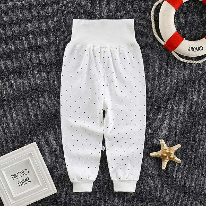Новорожденные девочки штаны для мальчиков пижамы Пижама для новорожденных Высокая Талия Утепленная одежда мягкие трико для сна дети детская одежда брюки WT168 - Цвет: Dot