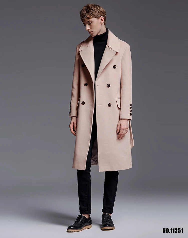 CHAOJUE Брендовое мужское удлиненное шерстяное пальто осень/зима английское искусственное кашемировое пальто деловая Повседневная бежевая верхняя одежда