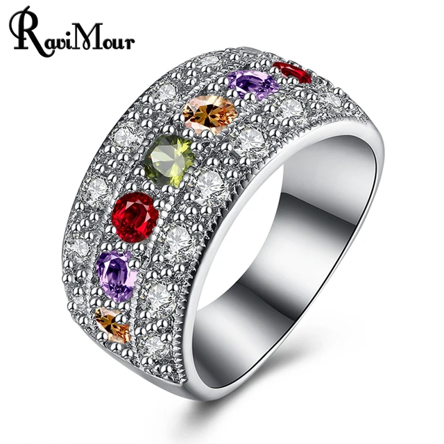 Ravimour Hot Wedding Rings For Women Jewelry Fashion Crystal Silver Ravimour Hot Wedding Rings For Women Jewelry Fashion Crystal Silver Color Engagement Ring Punk Bague Femme
