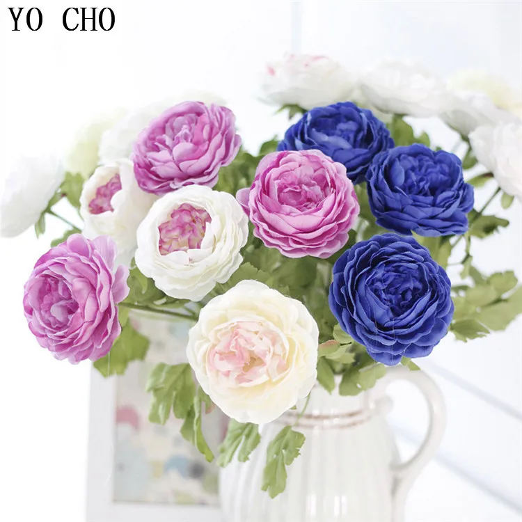 red roses artificial flower white peonies wedding party decorations flower bouquet  (35)