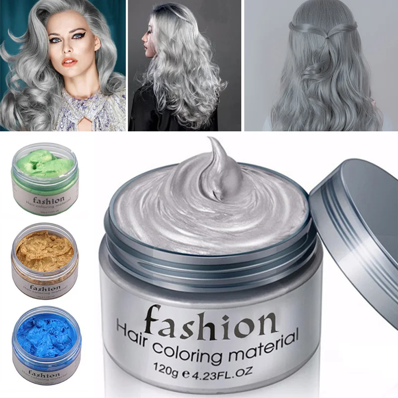 

Unisex DIY Hair Coloring Wax Mud Dye Cream Temporary Modeling Hair Dye Fashion Hair Styling Cool Gray White Hair Color Wax Mud
