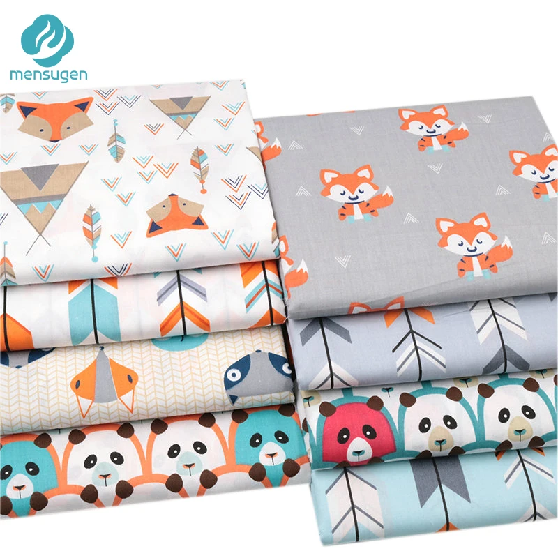 Fox Bear Arrow And Feather Printed 100 Cotton Fabric Meters For