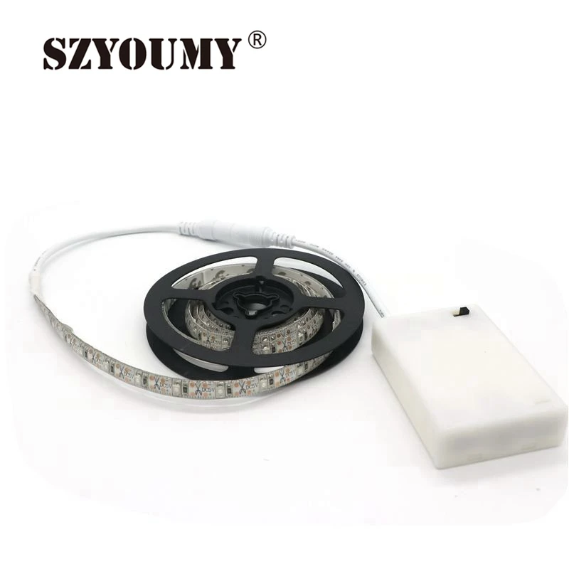 SZYOUMY Батарея питание Светодиодные ленты 3528 SMD 50 см 1 м 1,5 м 2 м теплый белый/холодный белый Водонепроницаемый гибкая Светодиодные ленты свет