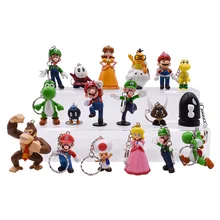 Anime Super Mario Keychain Set Peach Donkey Kong Yoshi Luigi Toad PVC Action Figure Doll Collectible Model Toy Gift for Kids Anime Super Mario Keychain Set Peach Donkey Kong Yoshi Luigi Toad PVC Action Figure Doll Collectible Model Toy Gift for Kids