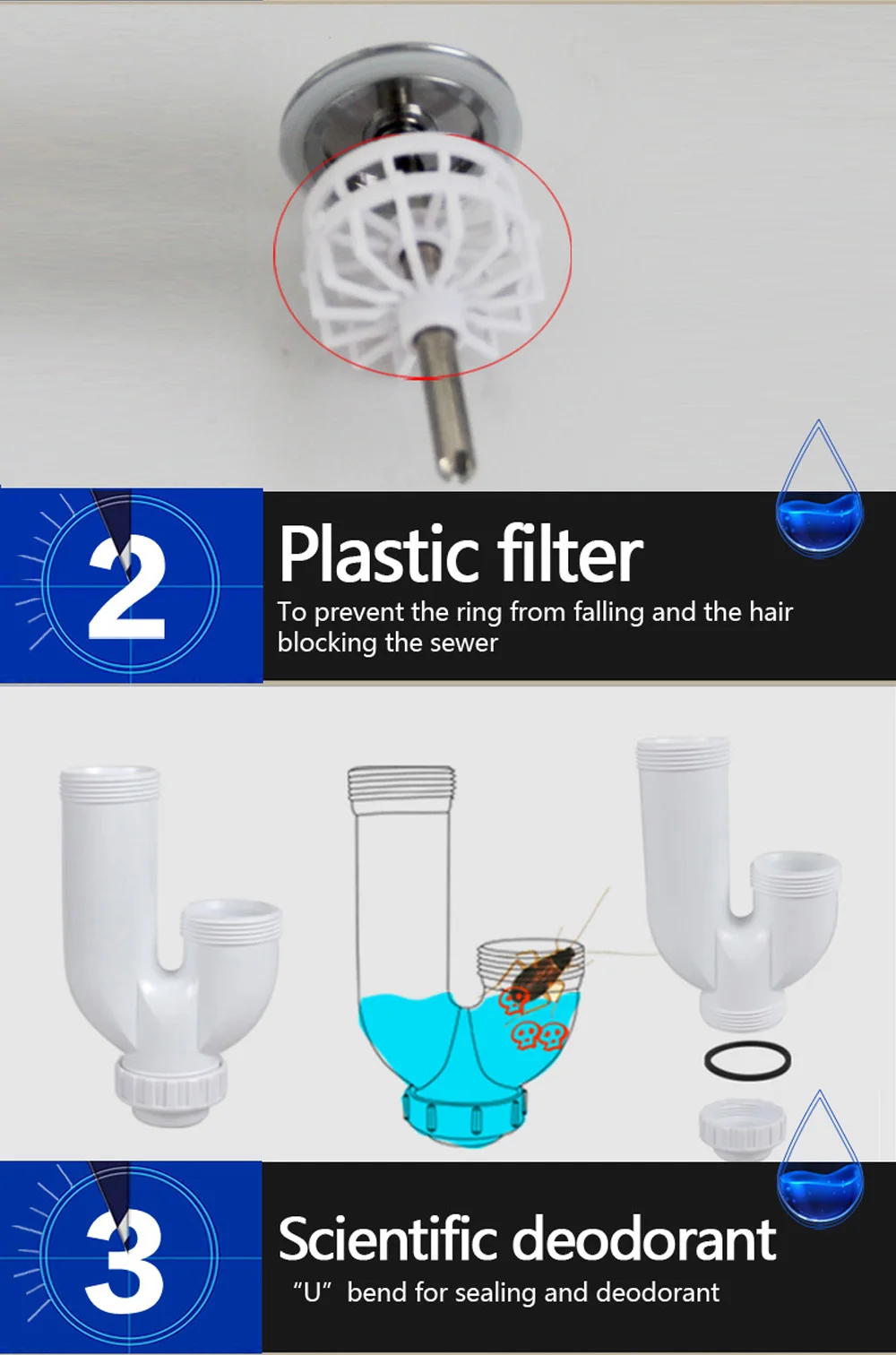 Talea Ванная комната раковина для отходов Комплект фильтр для раковины с cливной шланг в стену сливное отверстие для ванны пластиковый гибкий Флюм трубы
