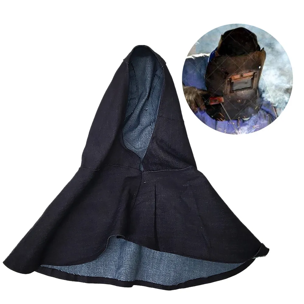 

New 1pcs Black Denim Flame Retardant Welding Head Neck Protective Hood Welder Safety Cover