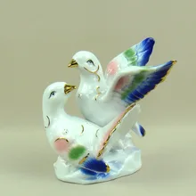 Романтическая фарфоровая фигурка влюбленных голубей позолоченная керамика голубь пара статуя любовь Keepsake ручной работы подарок орнамент аксессуары