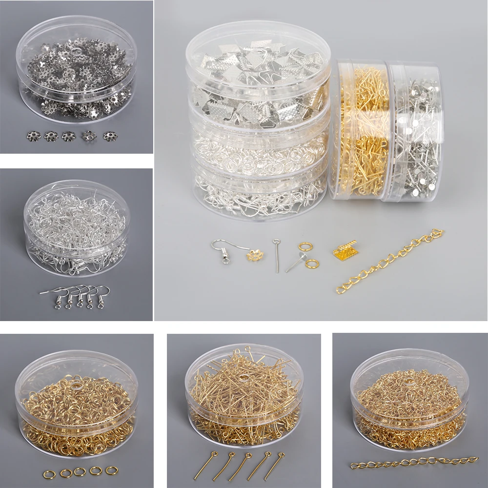 

Jewelry Findings Craft Kits Earring Hook Pins Needles Jump Ring Crimp End Beads Caps Extend Chain For Jewelry Making Accessories