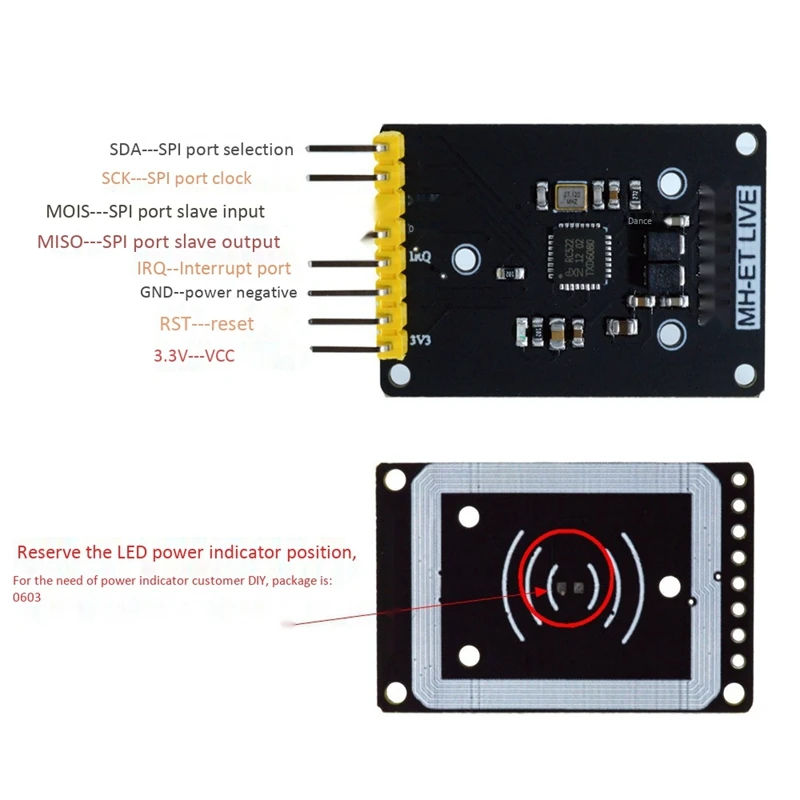 Мини Rc522 Rfid модуль датчика считыватель карт писатель модуль IEC Iic интерфейс Ic карта Rf модуль датчика ультра-маленький Rc522 13,56 МГц#8