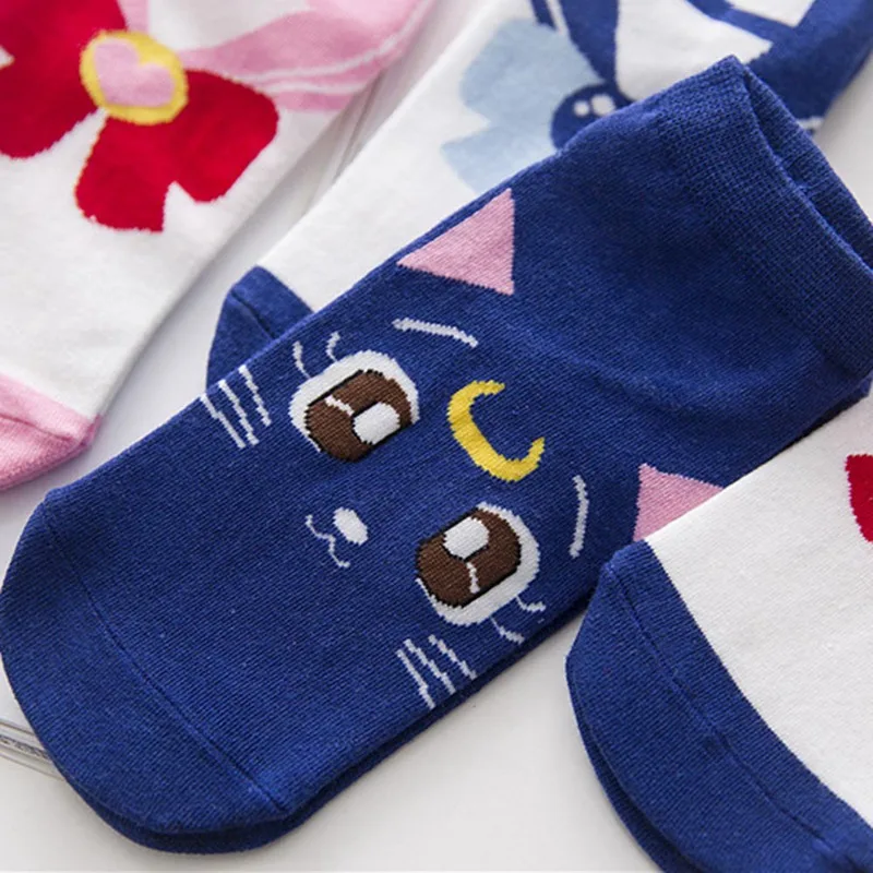Новые модные женские хлопчатобумажные носки для девочек, аниме Сейлор Мун, Повседневное платье, носки