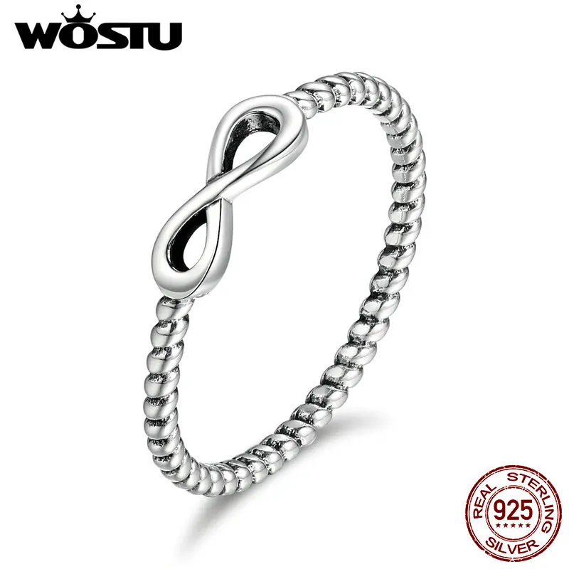 WOSTU Аутентичные 100% стерлингового серебра 925 пробы Бесконечность любовь кольца