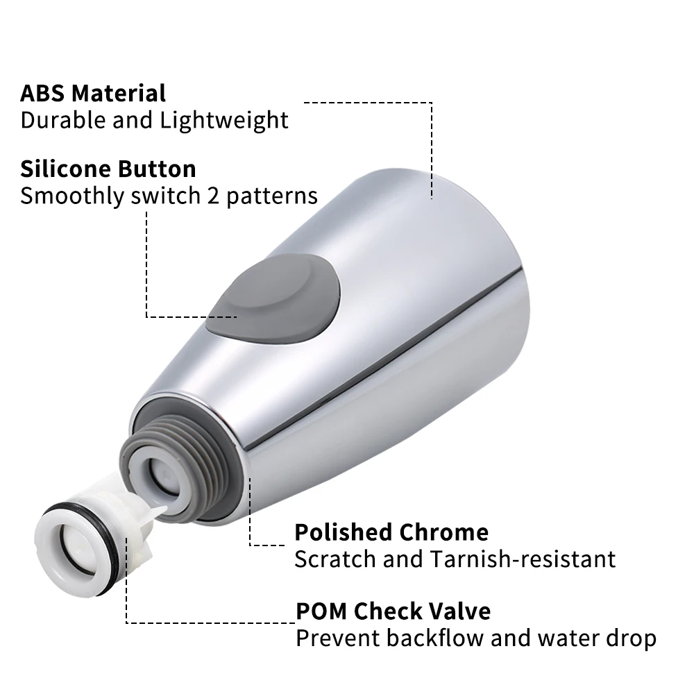 2-Function Kitchen Faucet Accessories ABS Brushed Nickel Chrome Silver Sink Kitchen Pull Down Faucet Dual Spray Shower Head 2-Function Kitchen Faucet Accessories ABS Brushed Nickel Chrome Silver Sink Kitchen Pull Down Faucet Dual Spray Shower Head