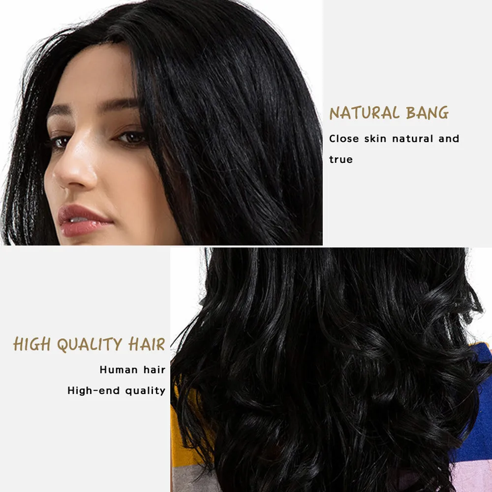 New Fashion Black Middle Parting Long Curly Lace Hair fashion Wave Human Hair Female Wigs 2018 New Fashion Black Middle Parting Long Curly Lace Hair fashion Wave Human Hair Female Wigs 2018