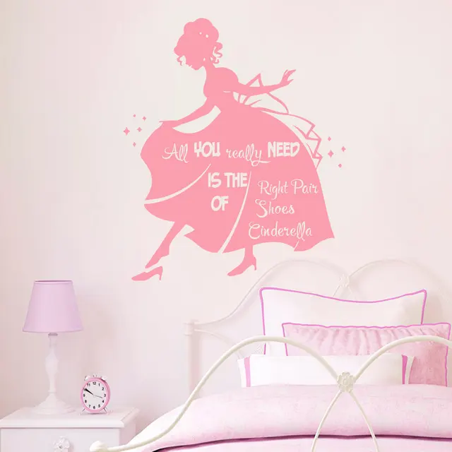 Cinderella Princess Wall Stickers For Kids Rooms Bedroom Decals Cinderella Princess Wall Stickers For Kids Rooms Bedroom Decals Posters Mural Vinyl Muraux Home