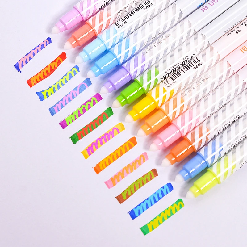 

12pcs/set Double-end Magic Change Color Highlighter Marker Fluorescent Pen Kids DIY Painting Student Doodle Pen School Supply